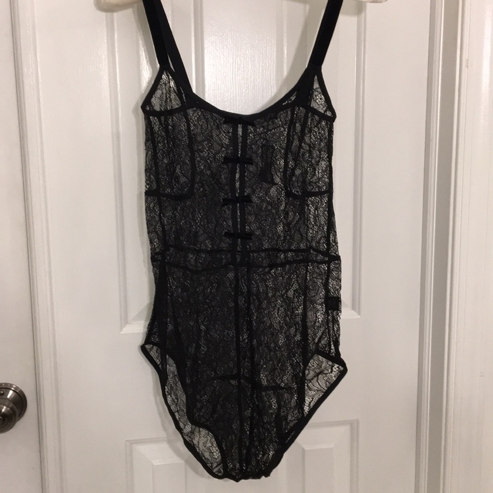 For Love & Lemons SKIVVIES Velvet Lace Bodysuit